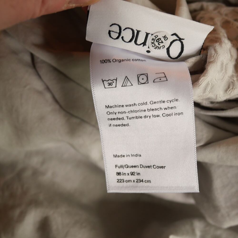 Quince Duvet Cover Set Luxe Honeycomb FULL QUEEN Cover + Shams Light Gray NEW - Picture 6 of 10